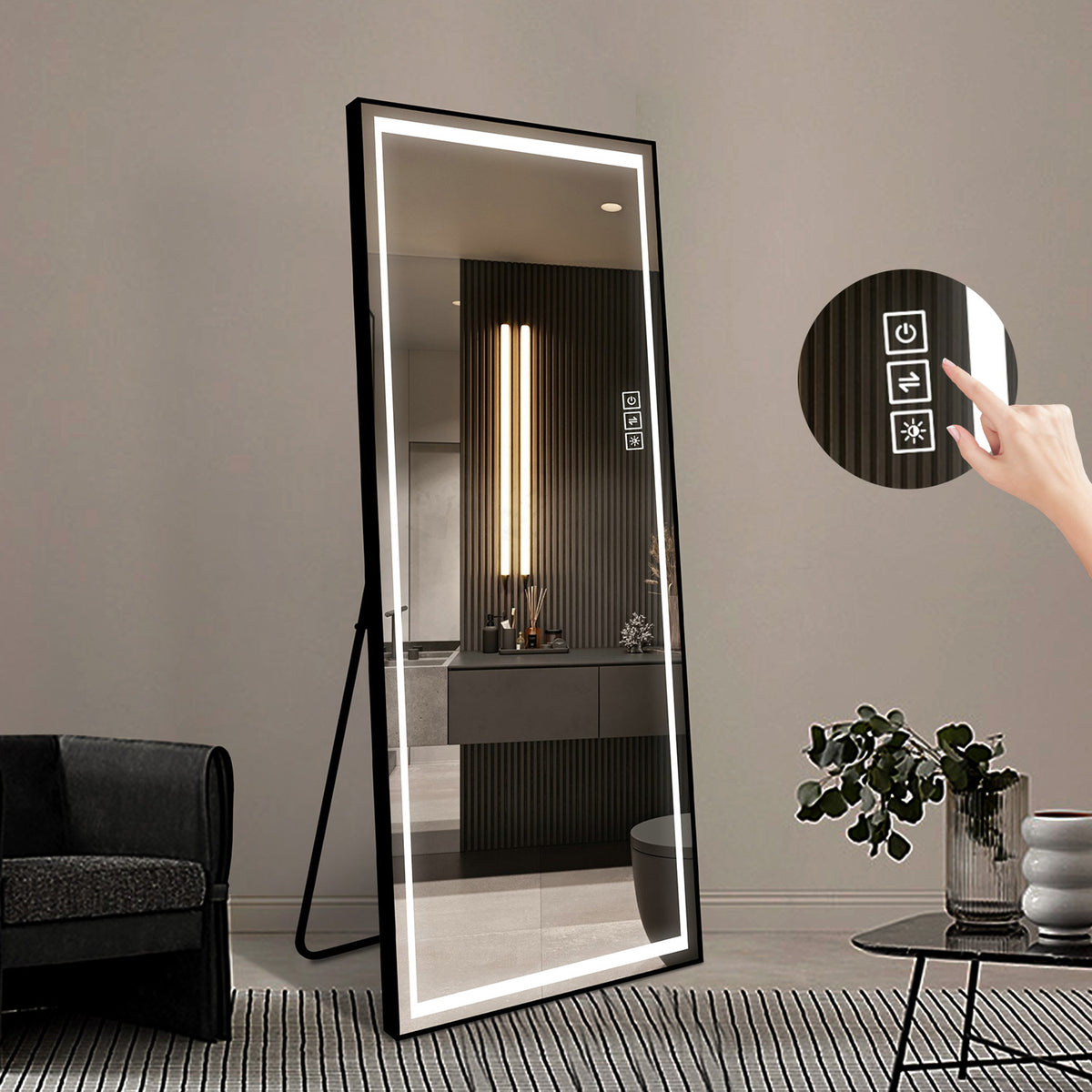 LED Mirror Full Length Mirror with Lights Wide Standing