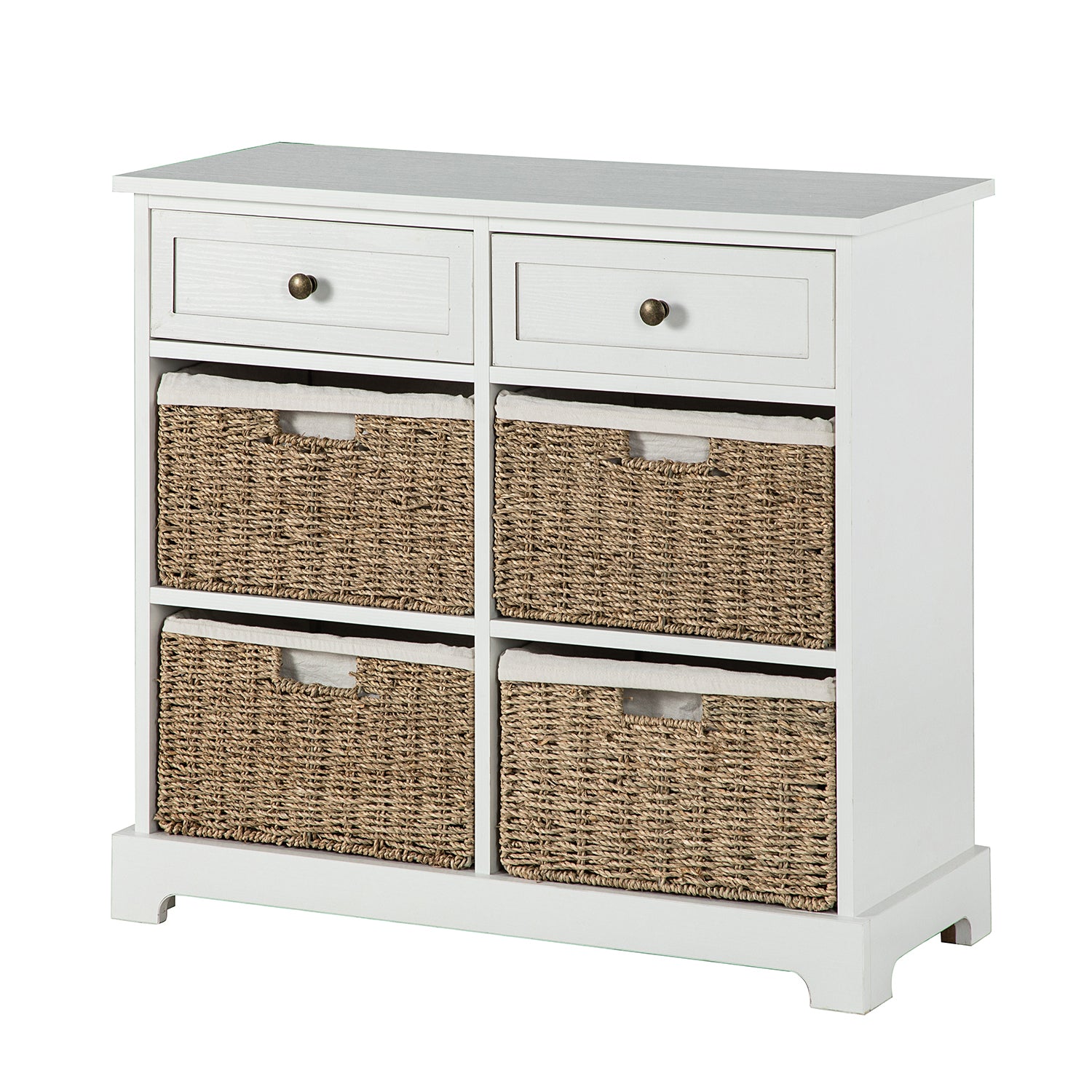 Drawer Accent Chest with Removable Woven Baskets - White