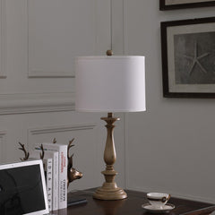 27.5" In Coastal Wood Effect Polyresin Table Lamp