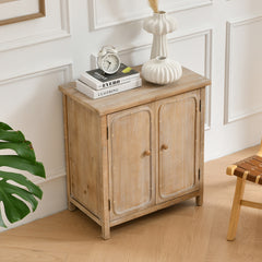 Accent Storage Cabinet Retro Wooden with 2 Doors and Shelves