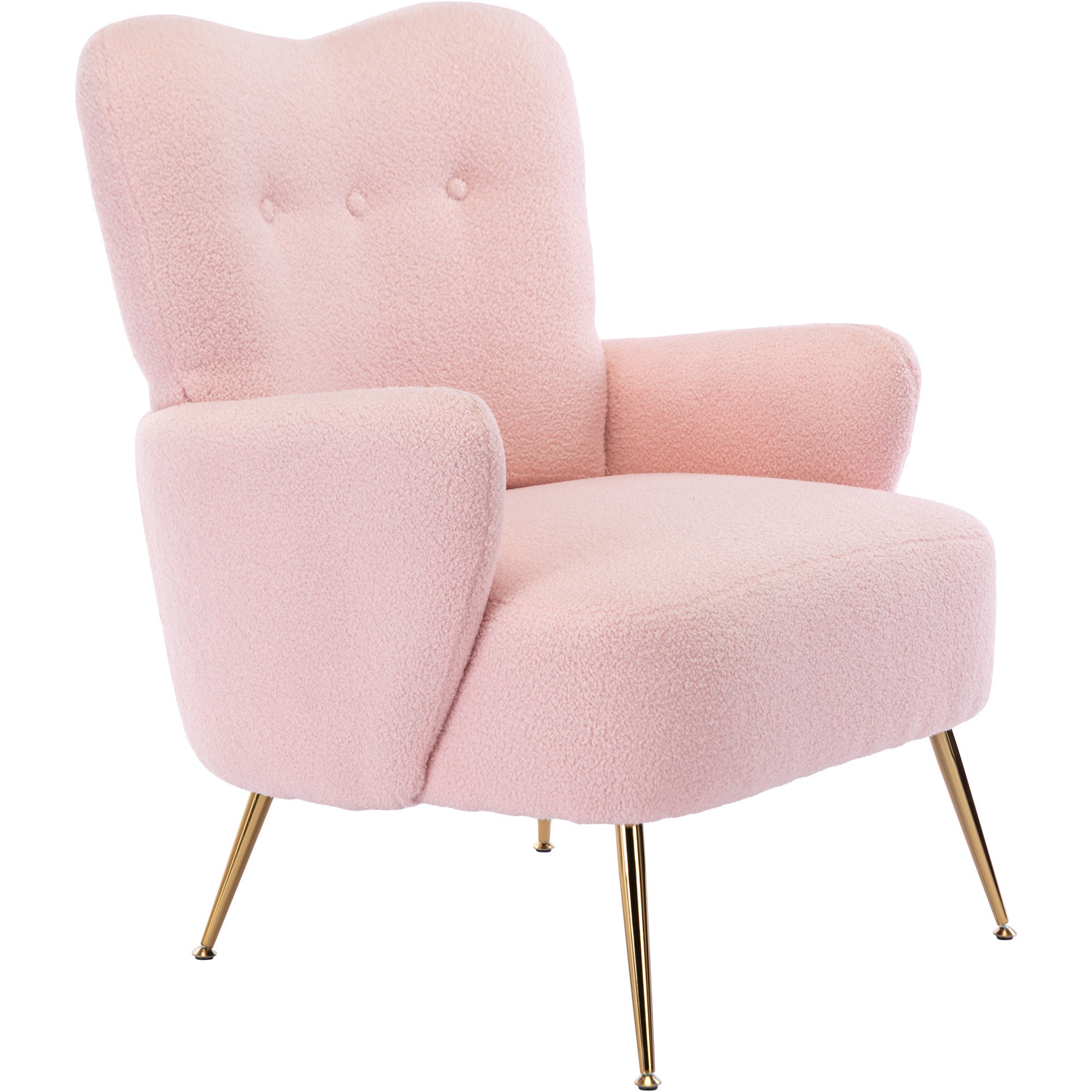 Teddy Short Plush Armchair Accent Chair with Golden Metal Legs and High Back