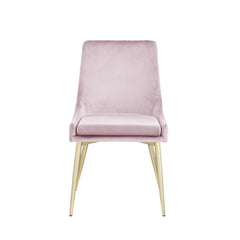 Contemporary Velvet Upholstered Dining Chair with Sturdy Metal Legs (Set of 2) Light Pink