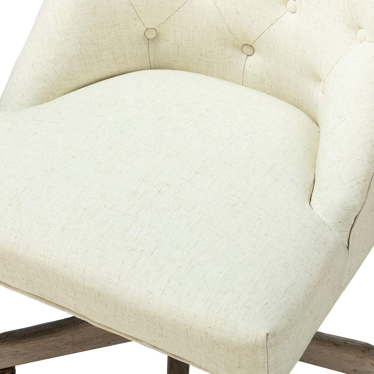 Modern Office Chair with Button Tufted - Ivory