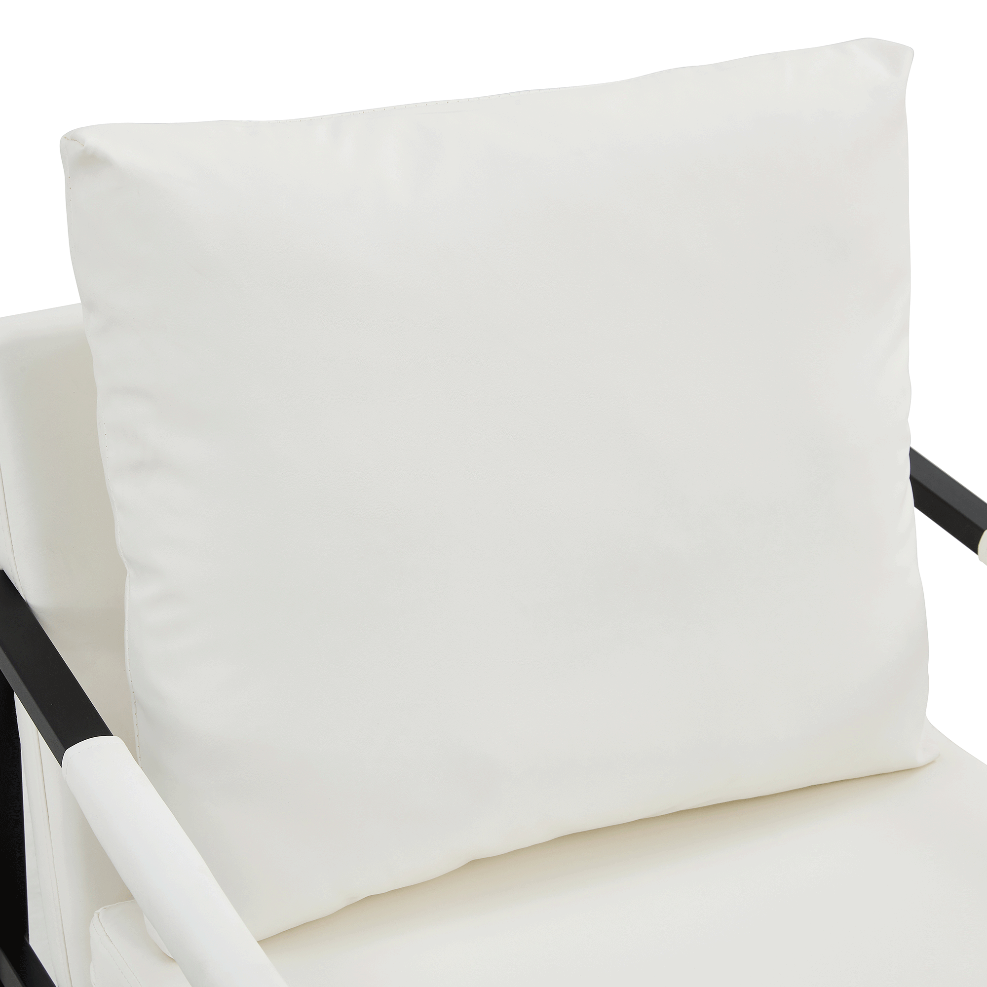 Modern Sofa Chair - White PU Leather + Metal Frame + Foam