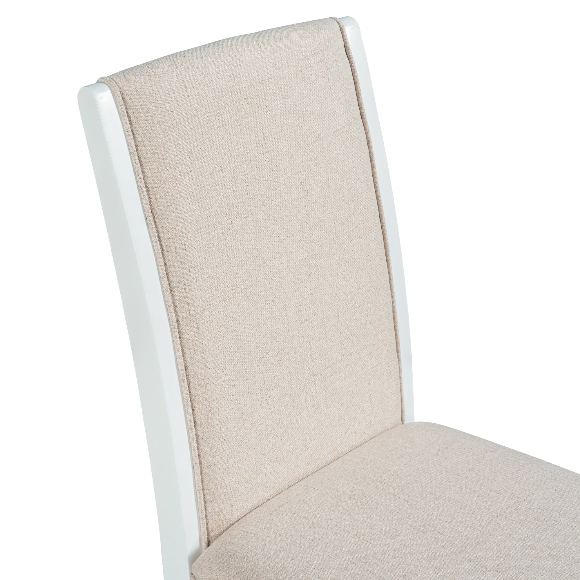 Farmhouse Wood Full Back Dining Chairs with Upholstered Cushions (Set of 4) - White+Cushion Beige