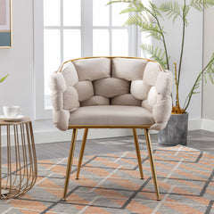 Luxury modern simple leisure velvet single sofa chair - Beige