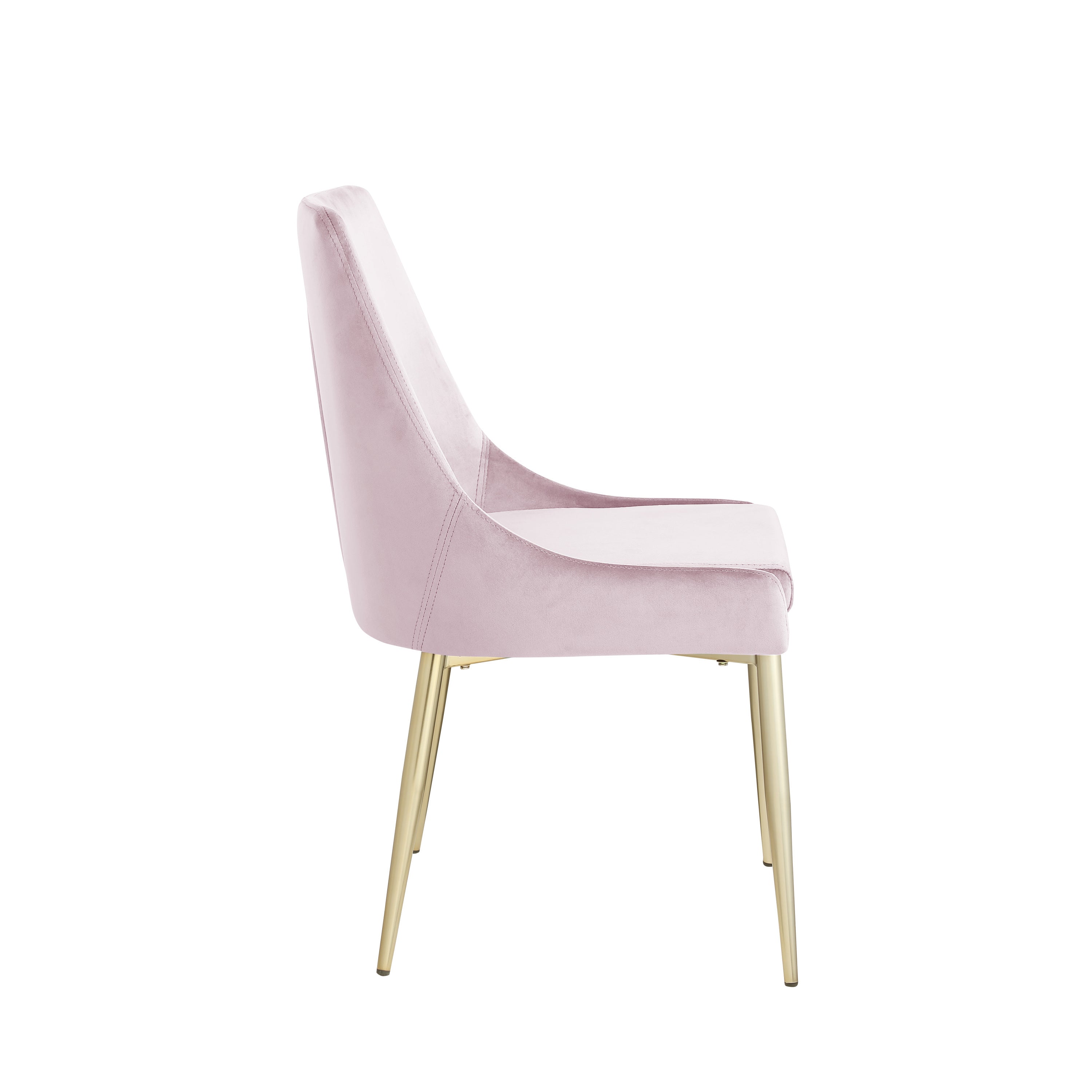 Contemporary Velvet Upholstered Dining Chair with Sturdy Metal Legs (Set of 2) Light Pink