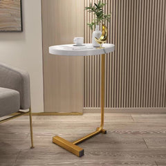 2-pieces White C-shaped Side Table, C Shaped End Table, Side Table for Couch and Bed