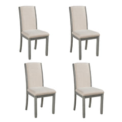 Farmhouse Wood Full Back Dining Chairs with Upholstered Cushions (Set of 4) - Grey