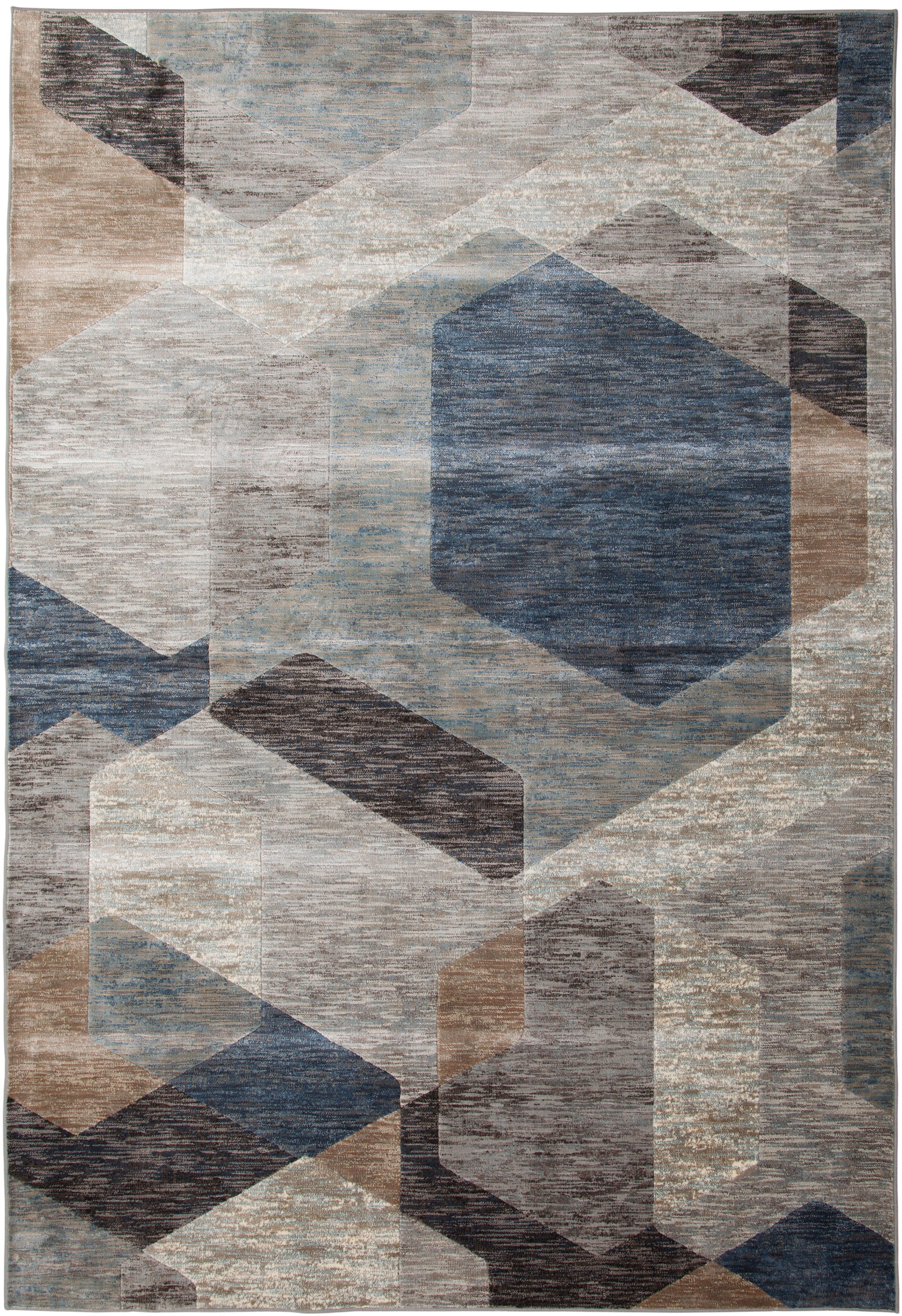 Gray Blue Natural Geometric Area Rug