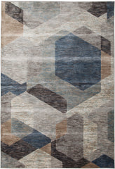 Gray Blue Natural Geometric Area Rug