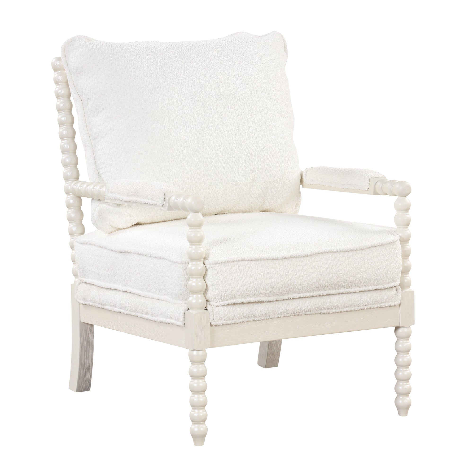 Modern Tufted Velvet Accent Chair with Ottoman - White