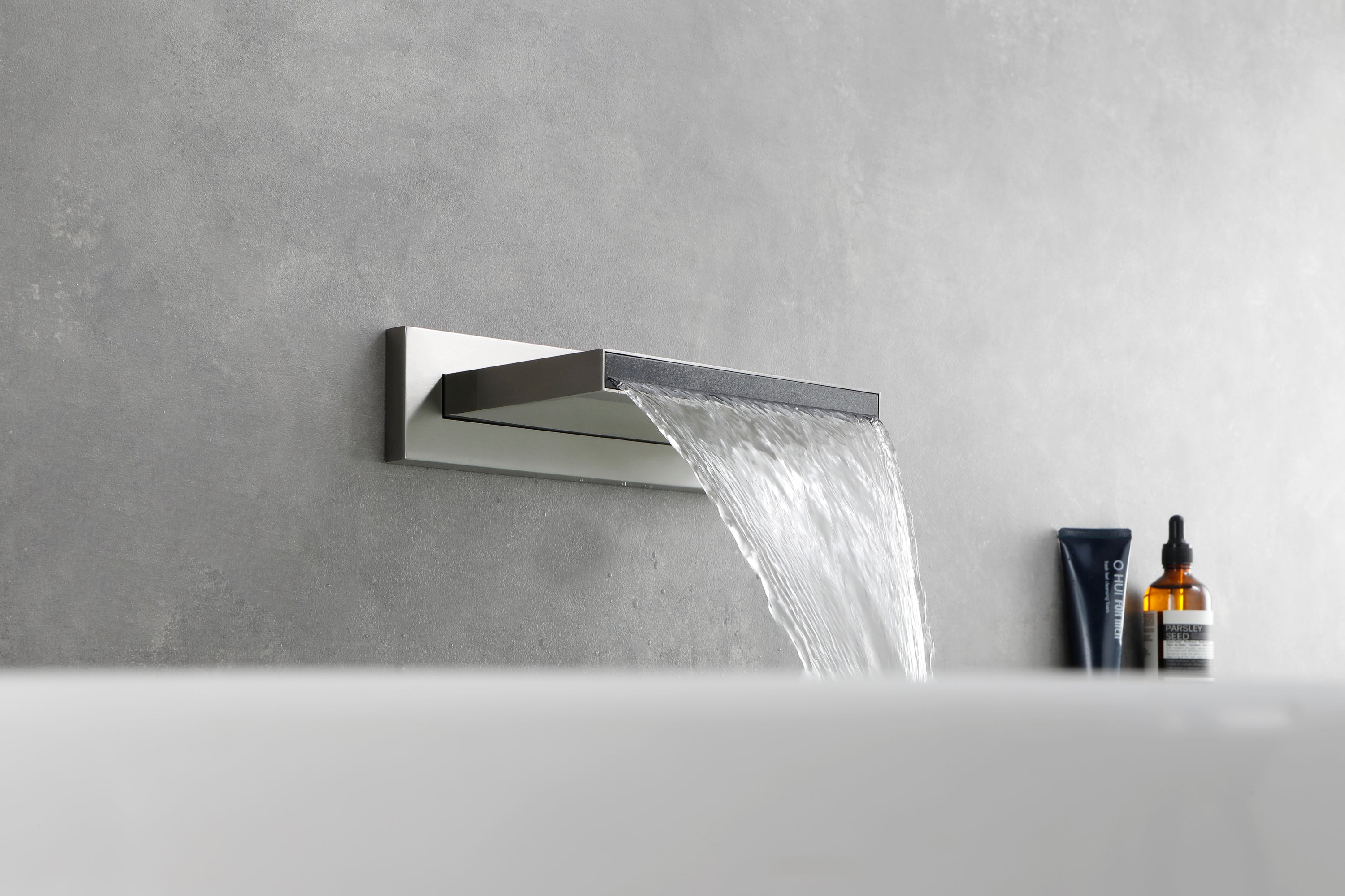 Shower Waterfall Tub Faucet Wall Mount Tub Filler Spout For Bathroom sink High Flow Cascade Waterfall - Brushed Nickel