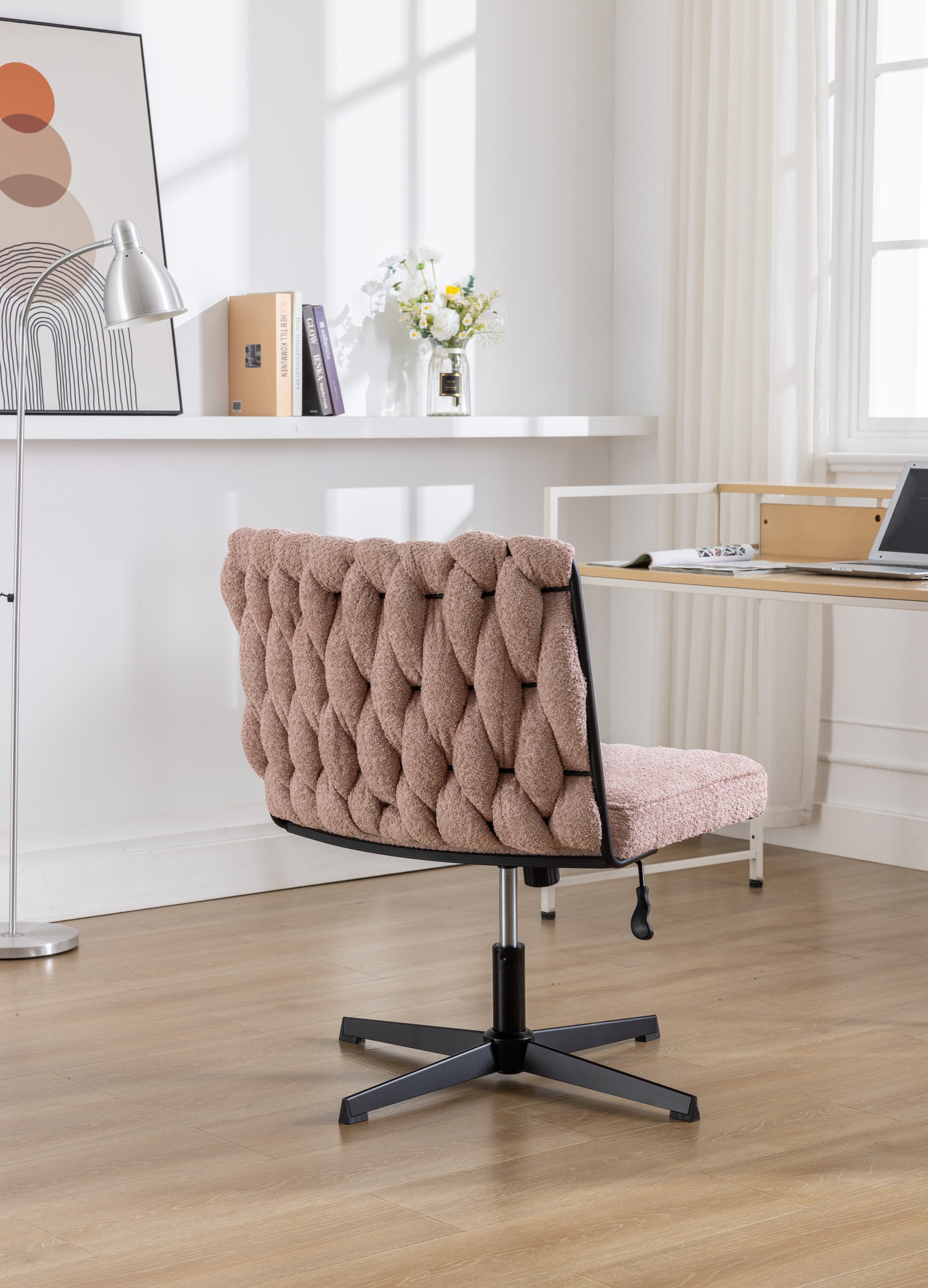 Armless Office Desk Chair No Wheels - Pink