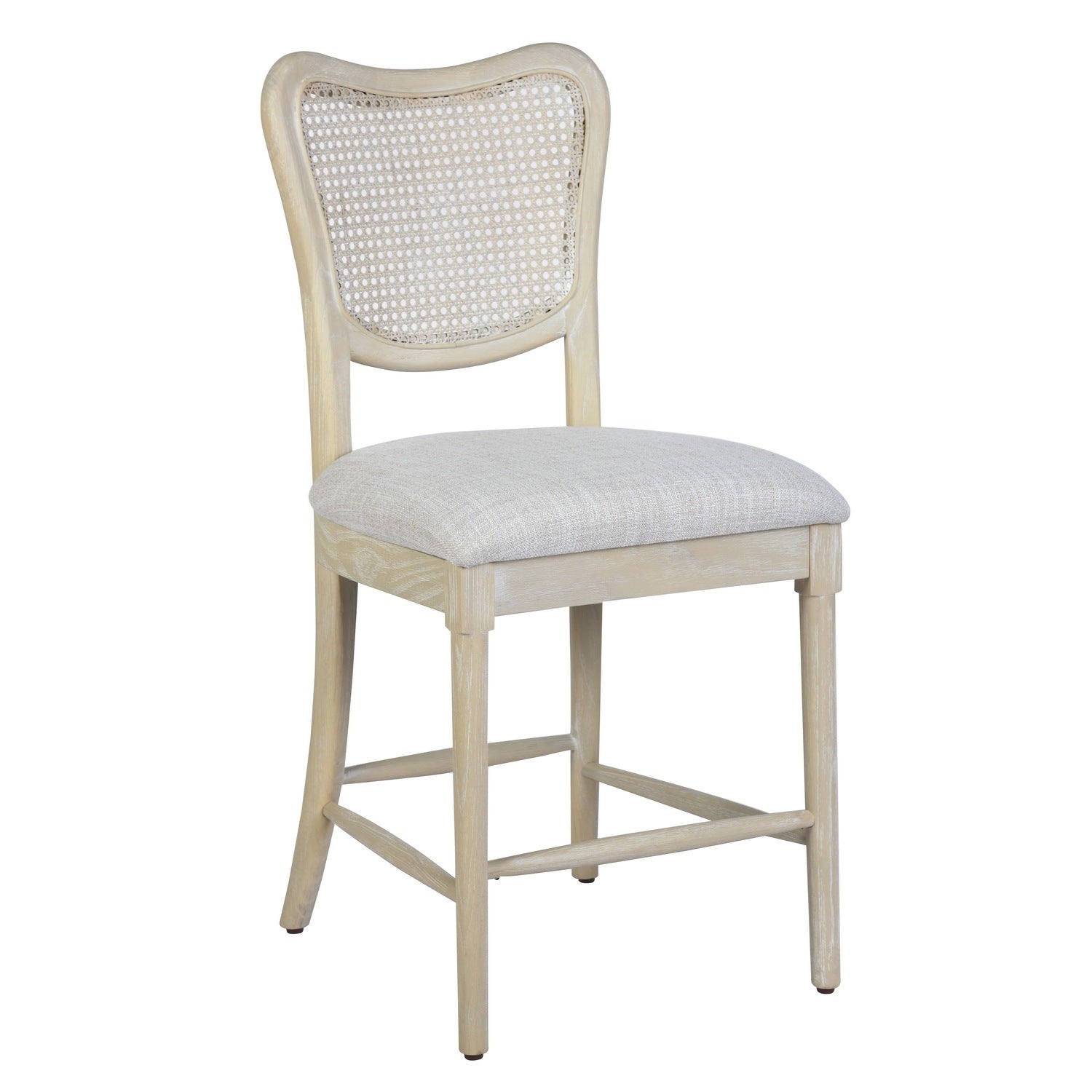 Farmhouse Dining Room Accent Chairs French Distressed Bedroom Barstools with Round Rattan Back Elegant Kitchen Chairs Side Chair (Set of 2) - Rattan Back in Beige