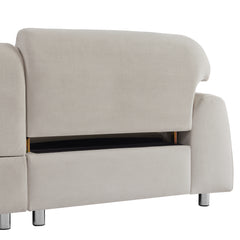 Oversize Deep Seat Sofa Loveseat Couch Mid-Century Couch with Hardwood Frame Comfy Sofa with Metal Leg - Beige