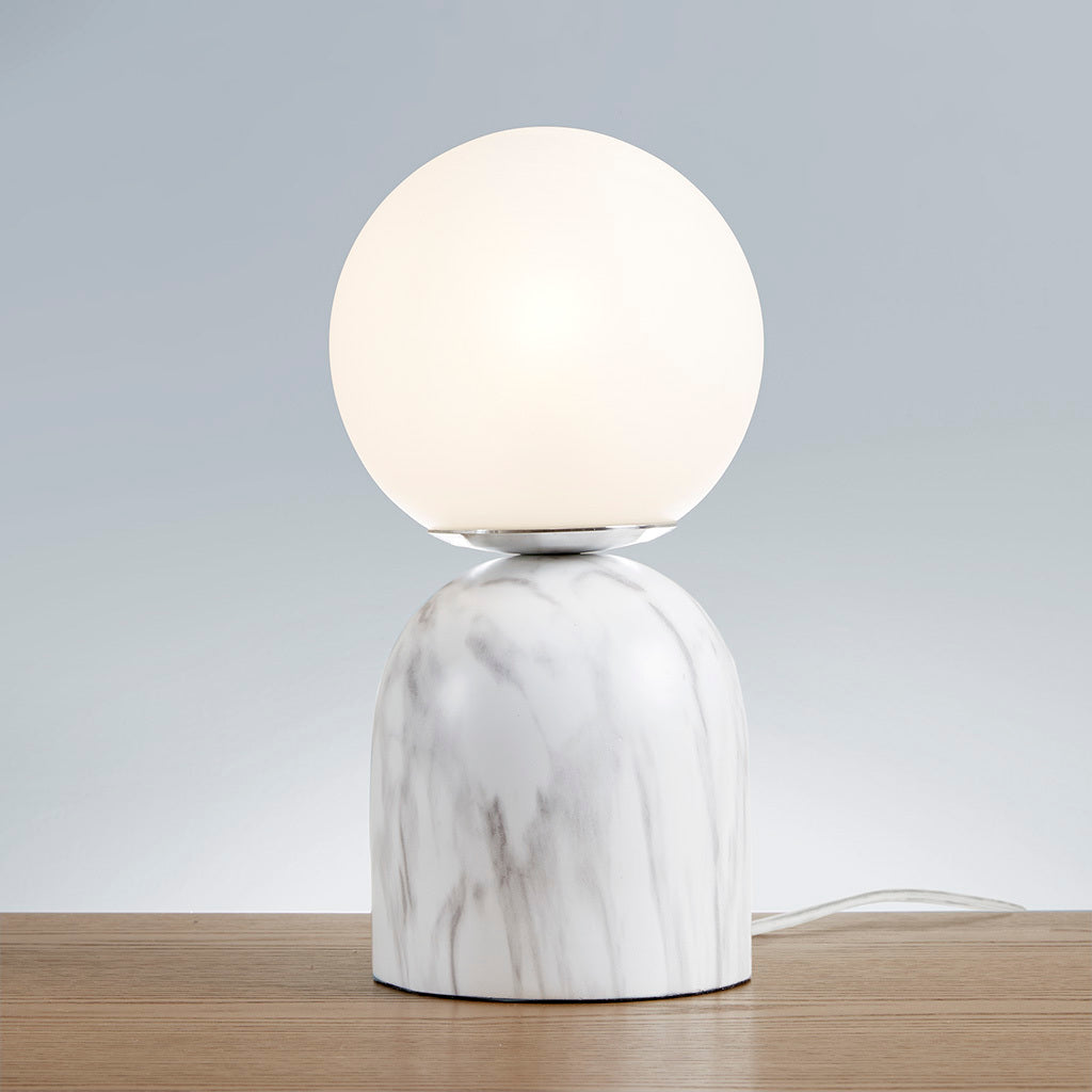 Nelia Frosted Glass Globe Resin Table Lamp - White