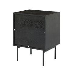 2-Drawer Nightstand - Black Metal & Wood