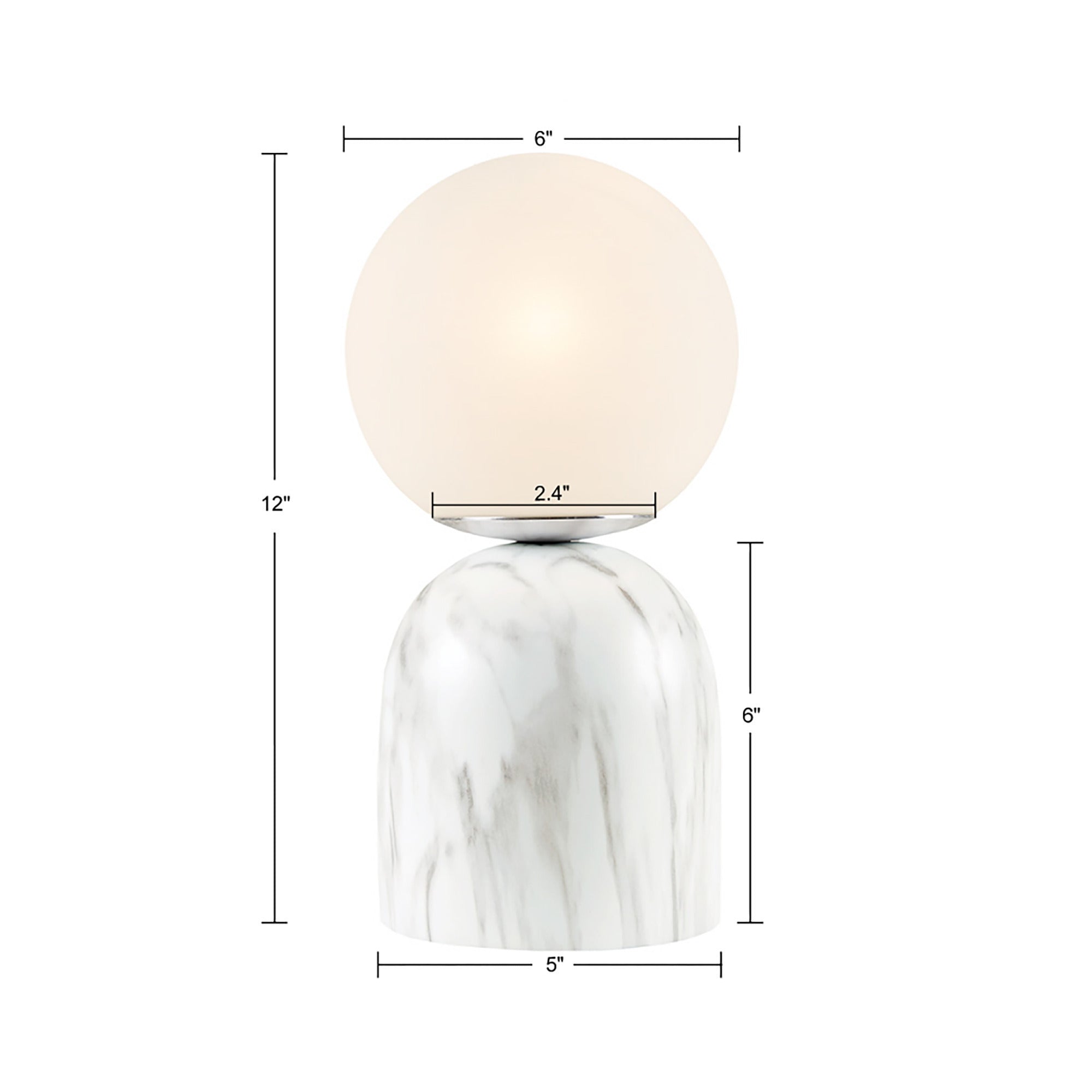 Nelia Frosted Glass Globe Resin Table Lamp - White