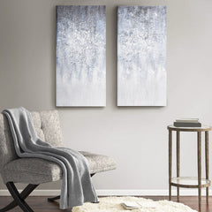 Winter Glaze Heavily Embellished 2-piece Canvas Wall Art Set