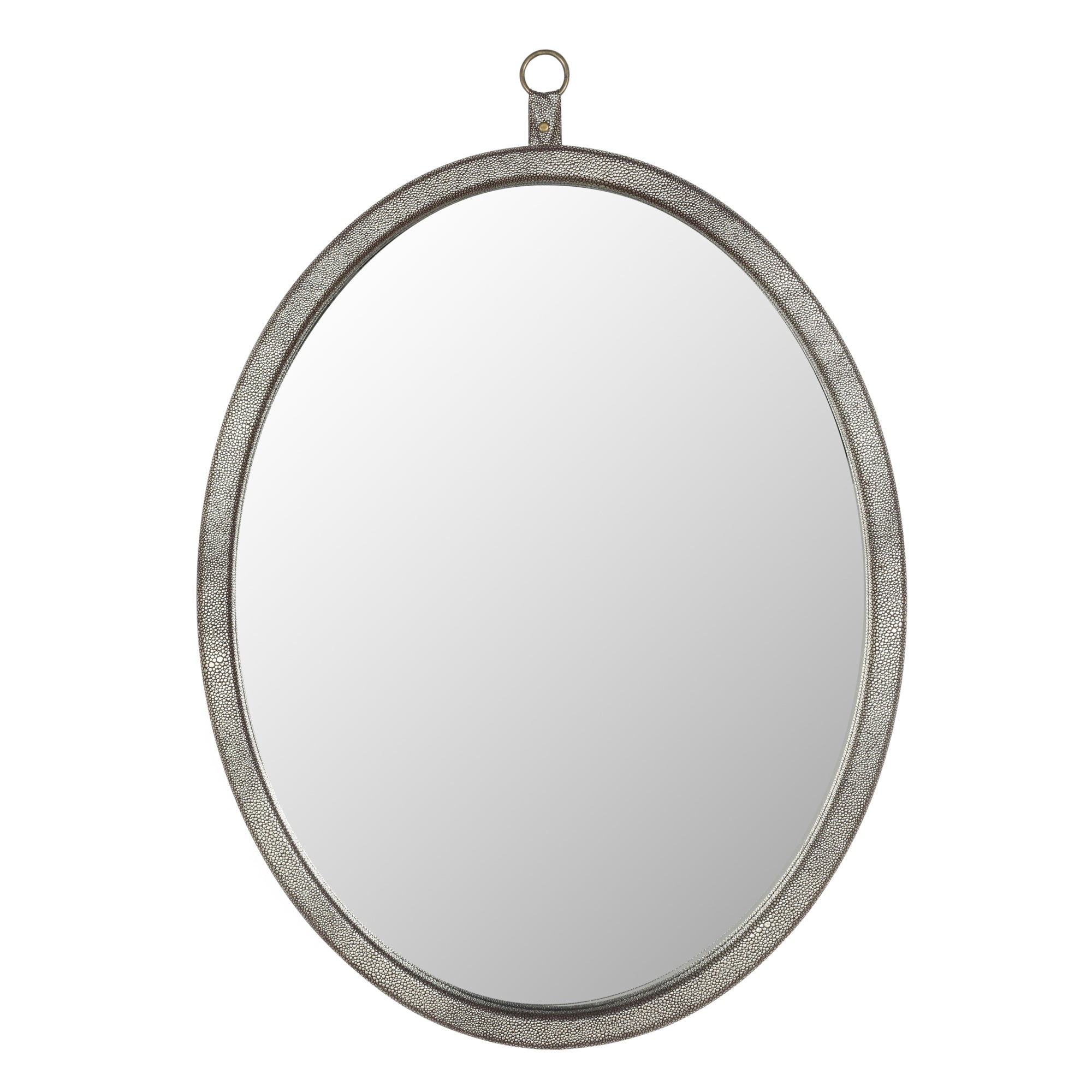 Oval Pewter Woven Grain Decorative Wall Mirror