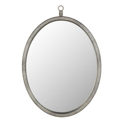 Oval Pewter Woven Grain Decorative Wall Mirror