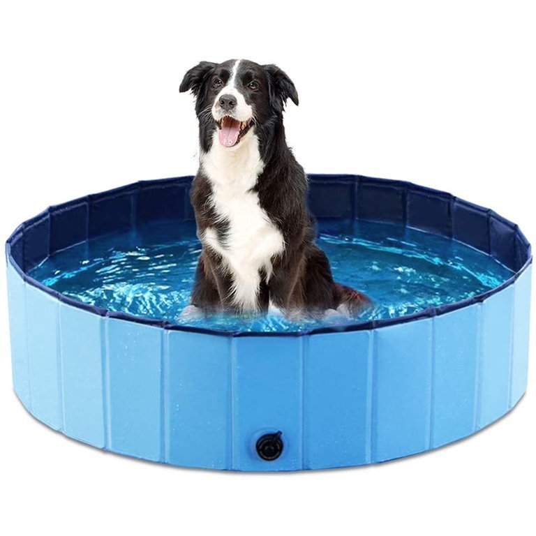 48" Foldable Dog Pool Pet Bath Pools Outdoor for Large Dogs - Blue