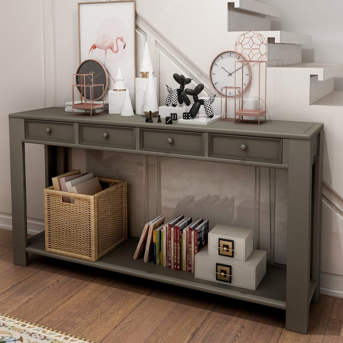 Entryway console table with drawers