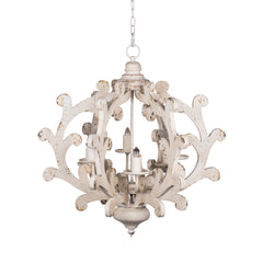 Country-Style Chandelier 6-Light Wood Chandelier - White