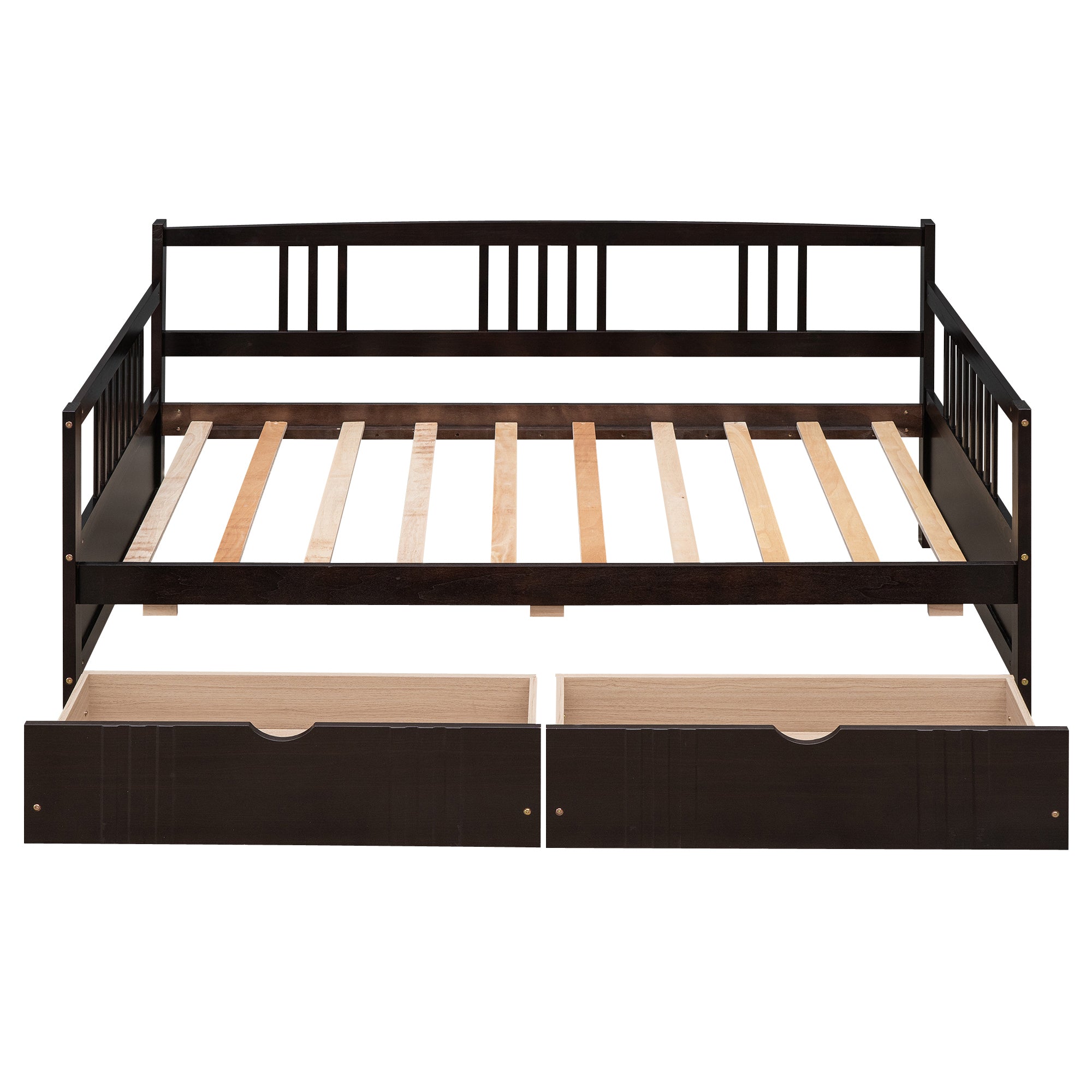 Twin Size Daybed Wood Bed with Two Drawers - Espresso