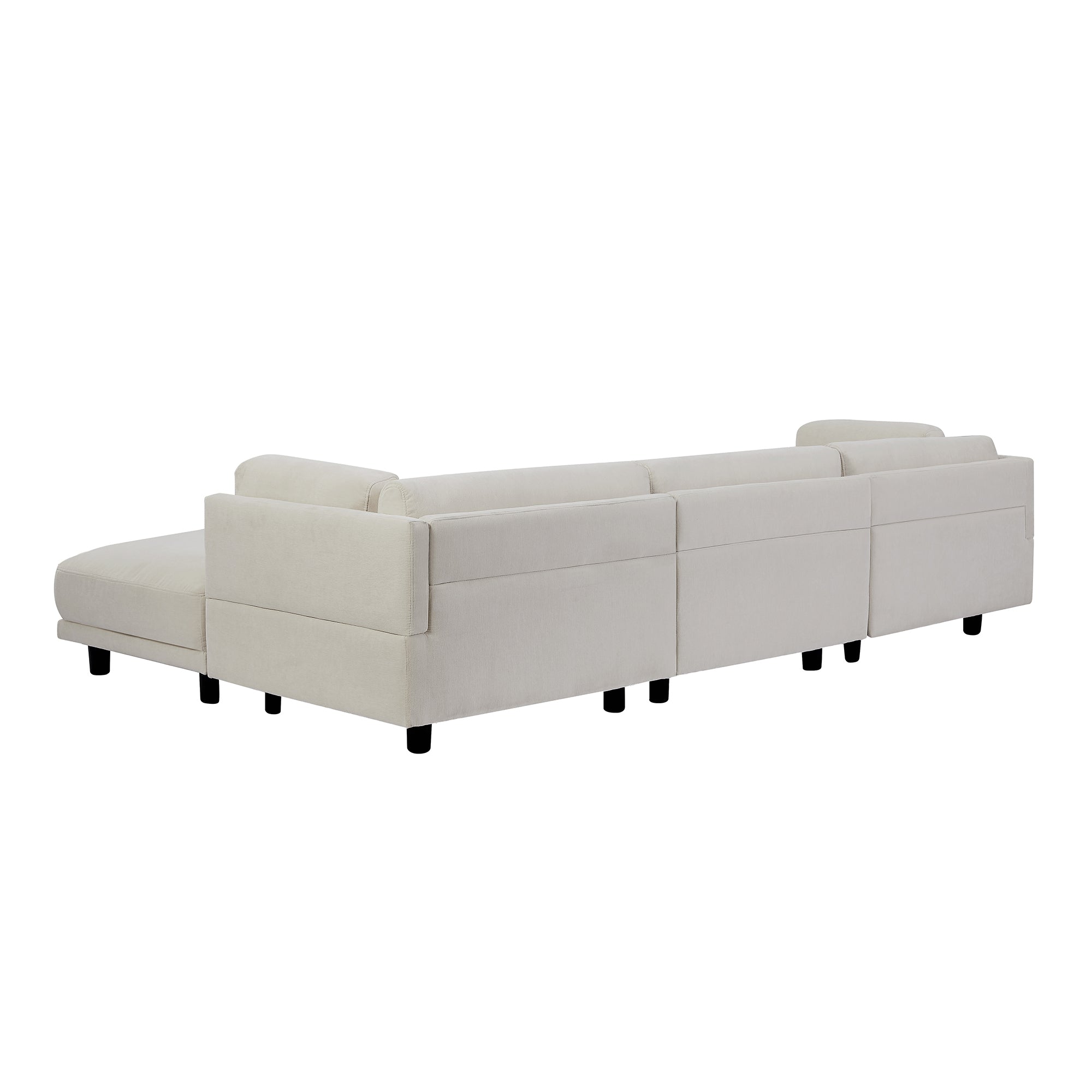 Upholstery Convertible Sectional Sofa, L Shaped Couch with Reversible Chaise - Beige