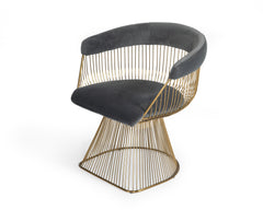 Lauren Grey Velvet and Brushed Gold Dining Chair