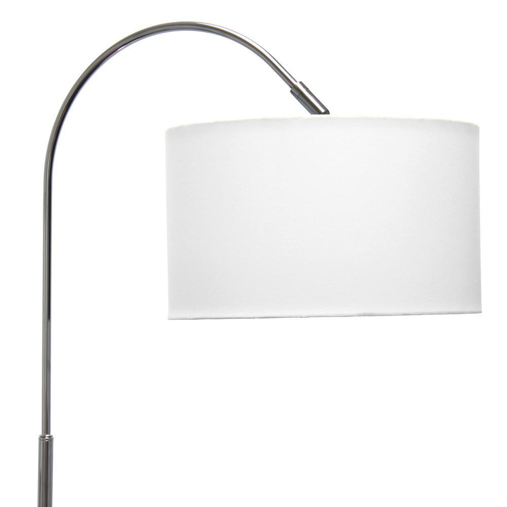 Brushed Nickel Arched Floor Lamp - White Shade