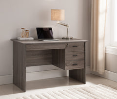 Home Office Desk With 3 Drawers Distressed Grey