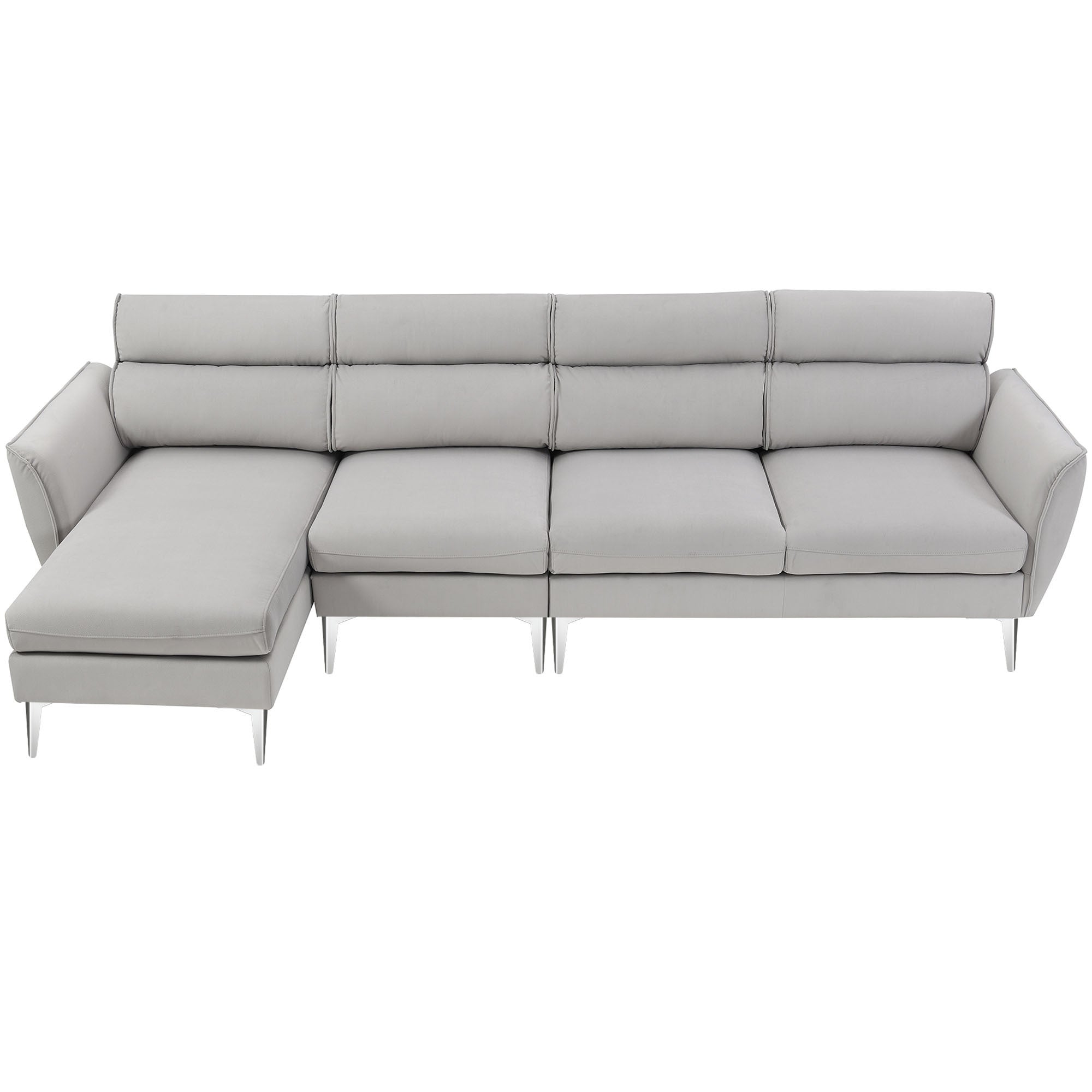 111 " Convertible Sectional Sofa Couch , Flannel L Shape Furniture Couch with Chaise Left/Right Handed Chaise - Gray