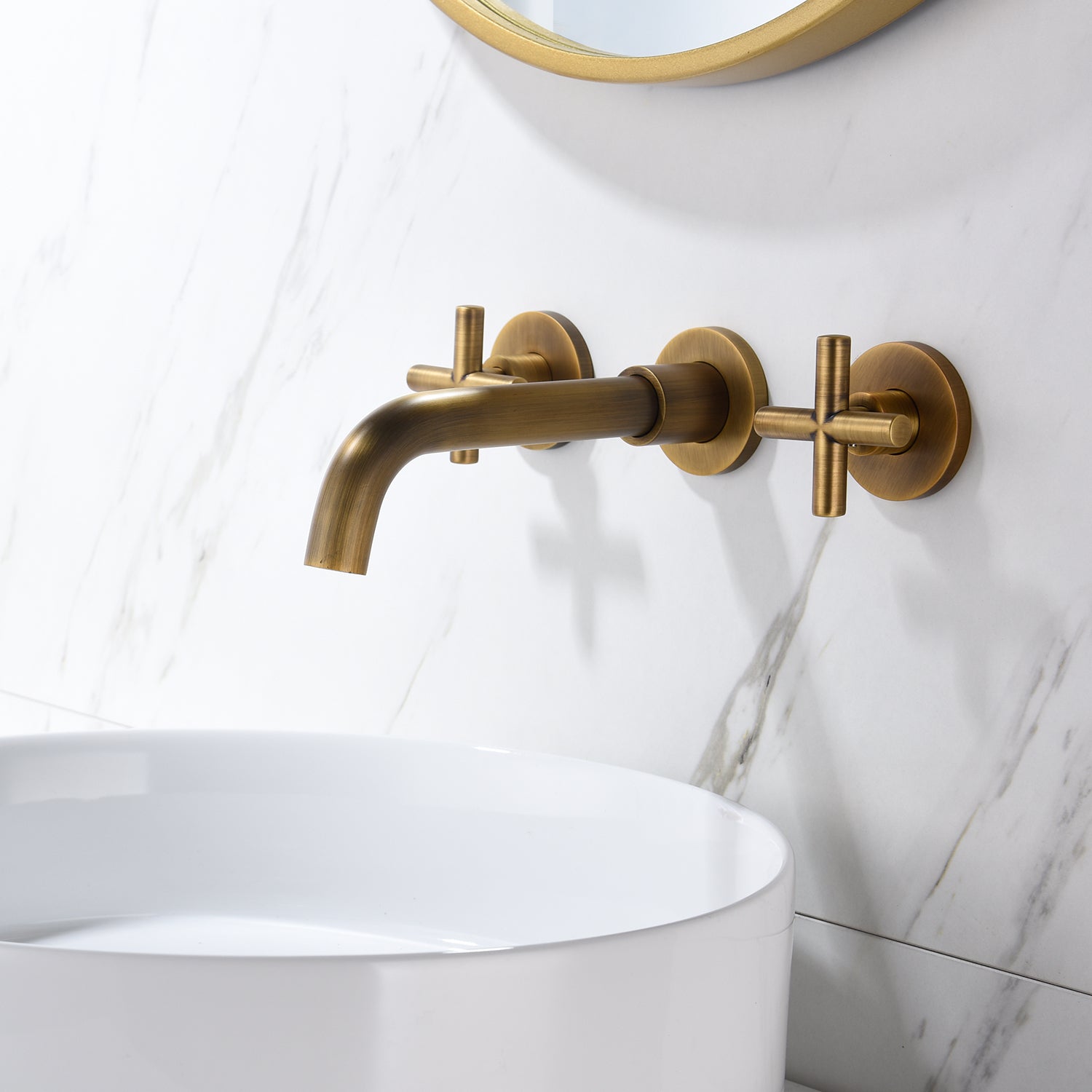 Bathroom Faucet Wall Mounted Bathroom Sink Faucet - Bronze