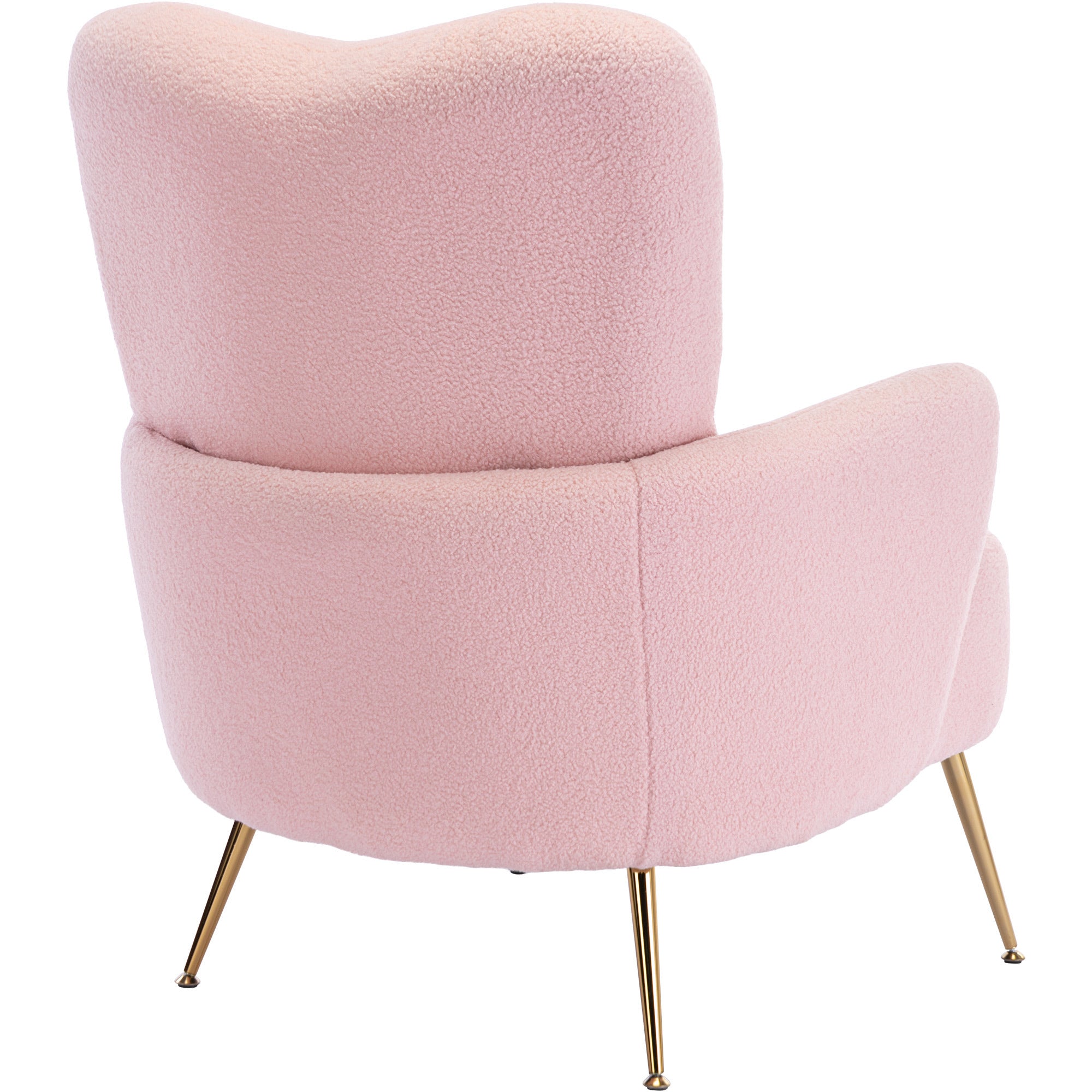 Modern Teddy Short Plush Armchair Accent Chair with Golden Metal Legs and High Back