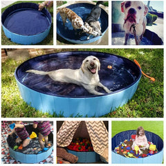 48" Foldable Dog Pool Pet Bath Pools Outdoor for Large Dogs - Blue