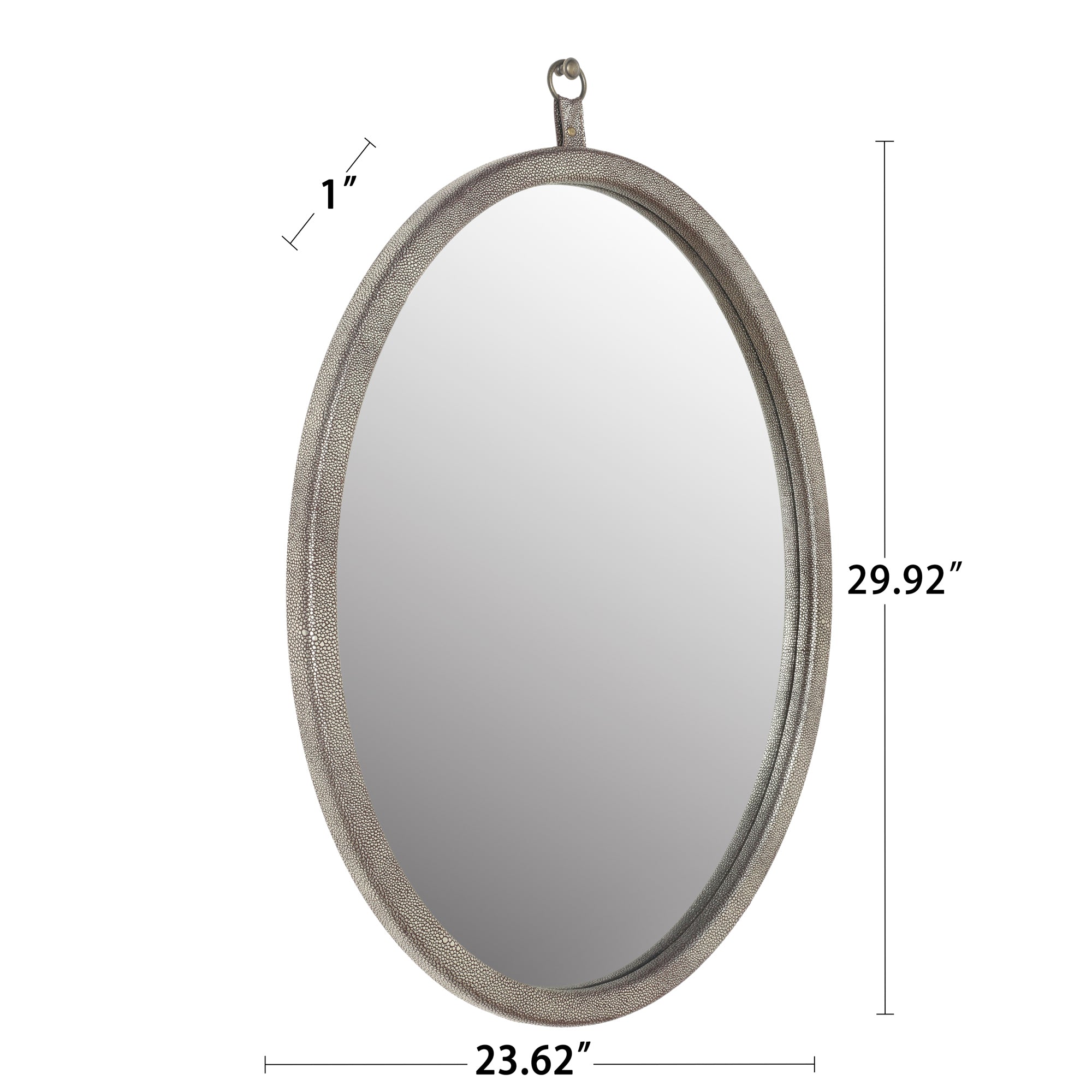 Oval Pewter Woven Grain Decorative Wall Mirror