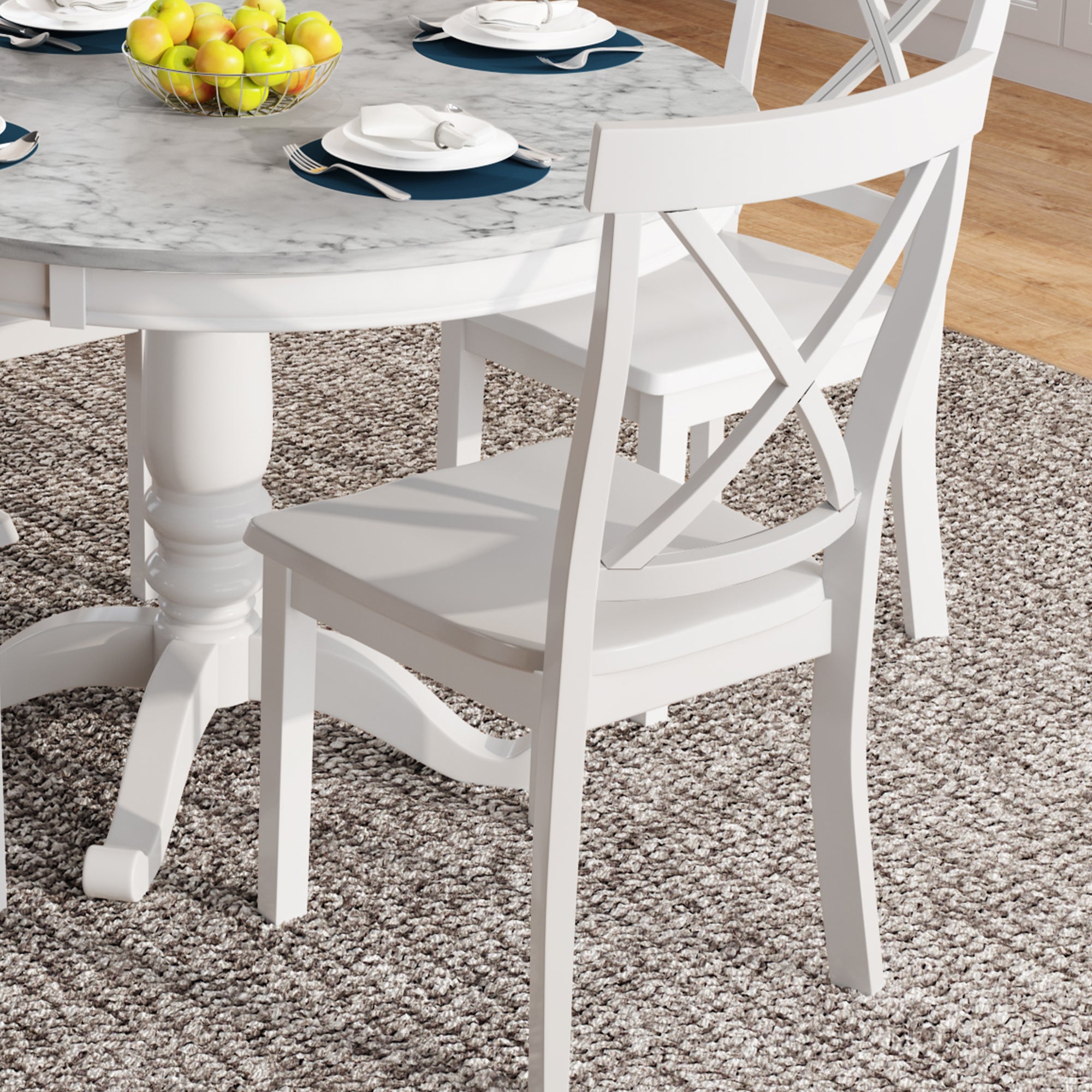 5 Pieces Dining Table and Chairs Set for 4 Persons - White