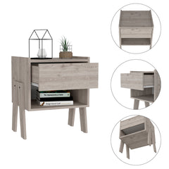 Hosley 1-Drawer 1-Shelf Nightstand - Light Grey