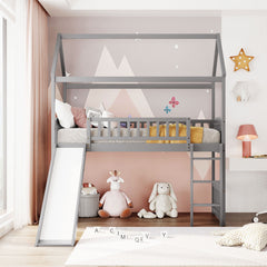 Twin Loft Bed with Slide - White