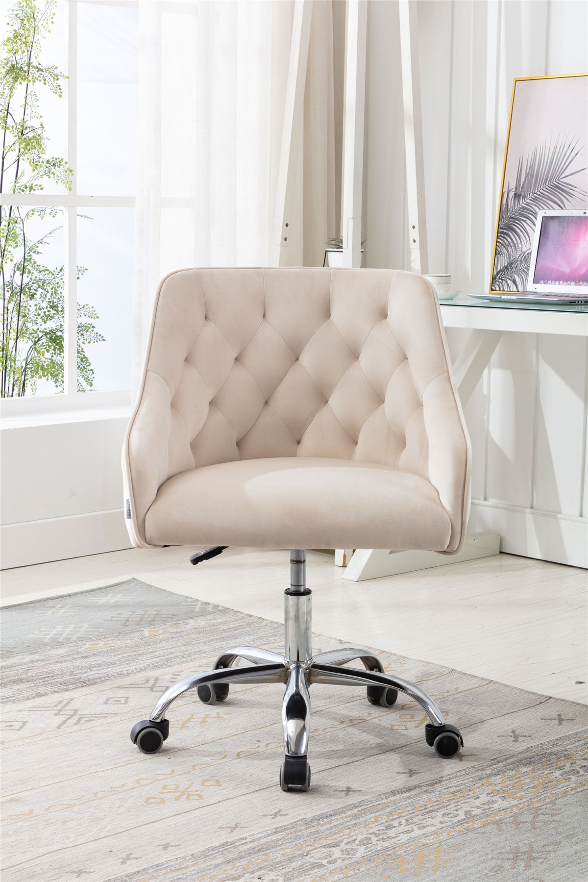 Swivel Shell Chair for Living Room/ Modern Leisure Office Chair - Beige