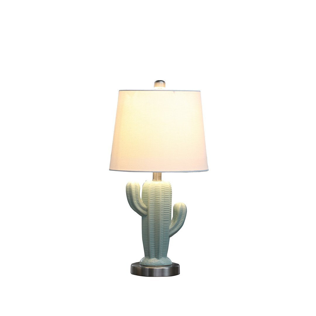 22" Cactus Ceramic Plant Modern Metal Table Lamp