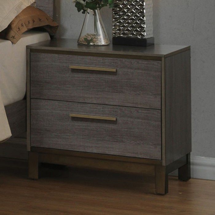 Contemporary Nightstand Two Tone Antique Gray