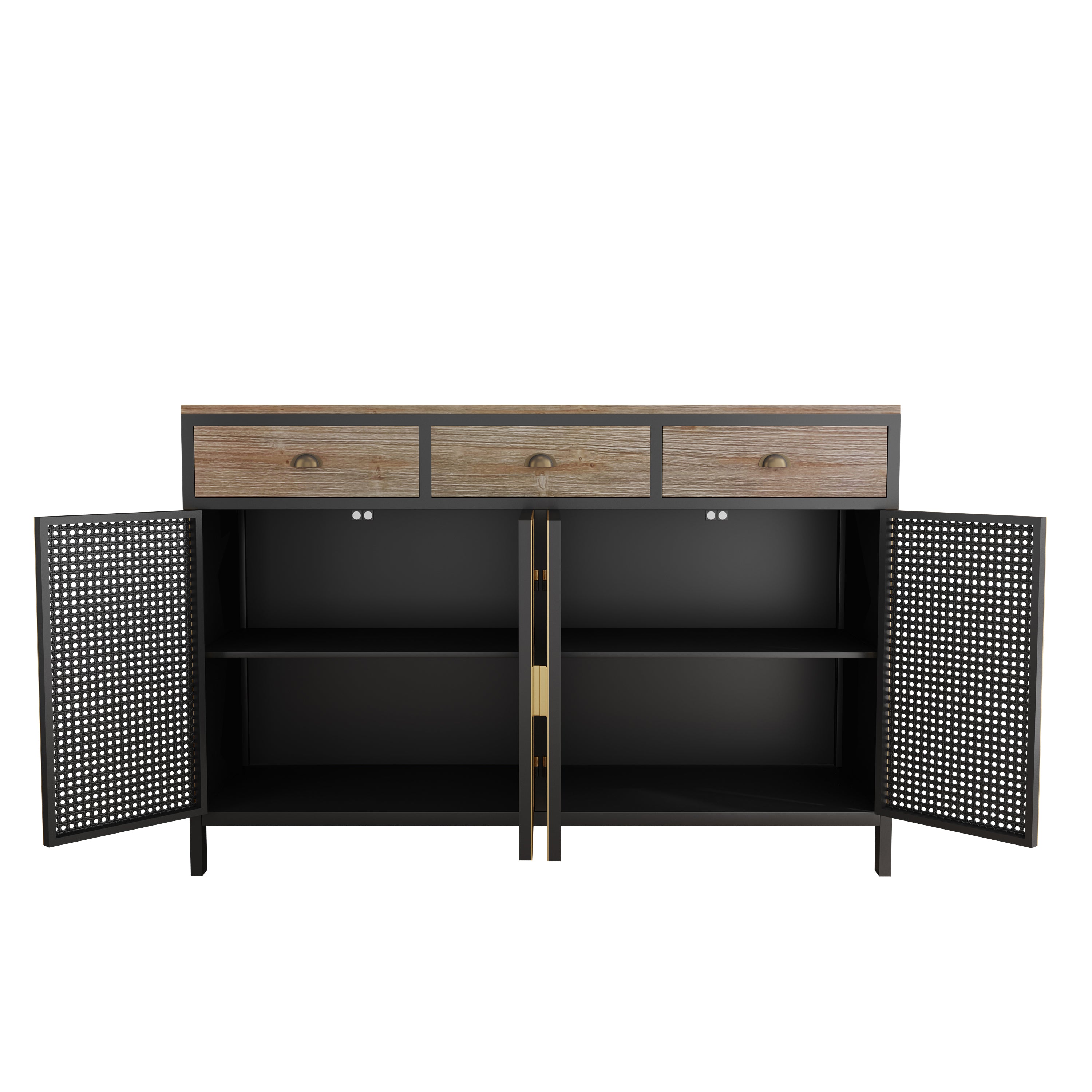 MAICOSY 48" Wide 4 Doors Modern Sideboard with 3 Top Drawers Attractive Stand