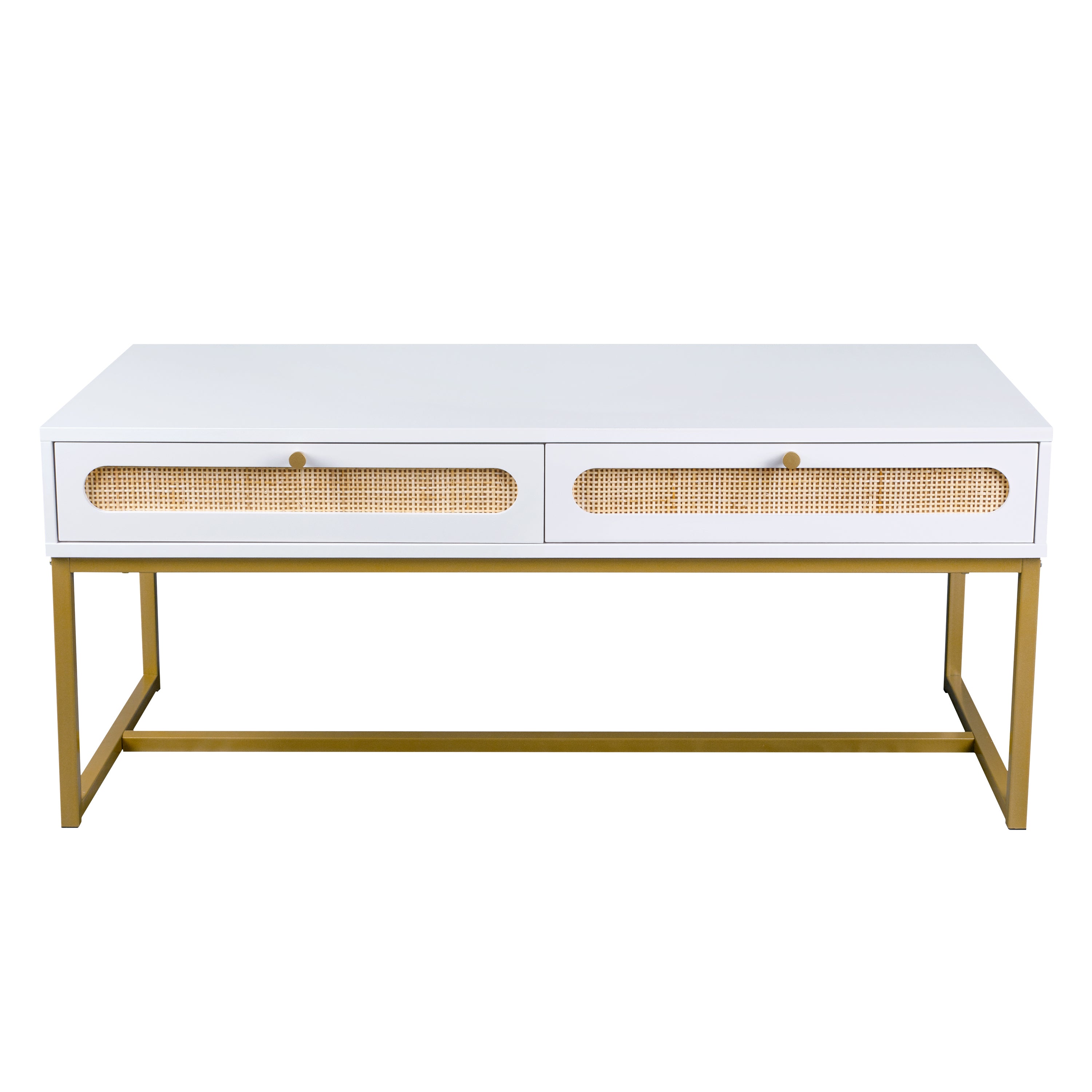 Rattan Coffee Table Modern with 2 Drawers