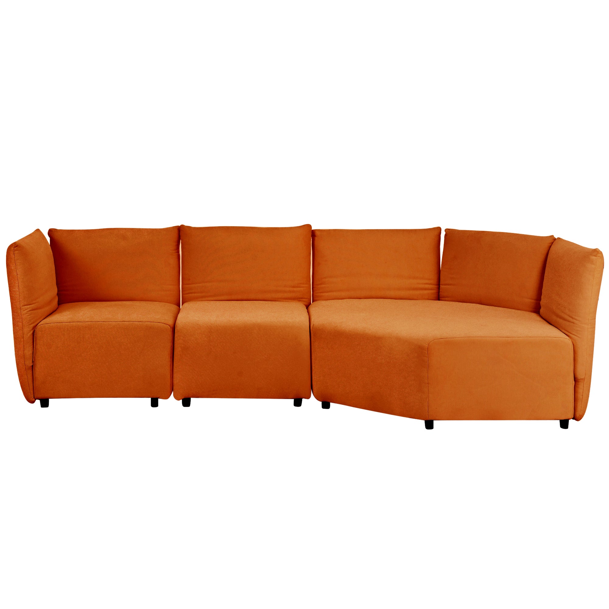 Stylish Sofa Set with Polyester Upholstery with Adjustable Back with Free Combination for Living Room - Orange