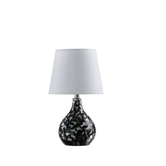 11.5" In Modern Black Seashell Swirl Pattern Mini Polyresin Table Lamp