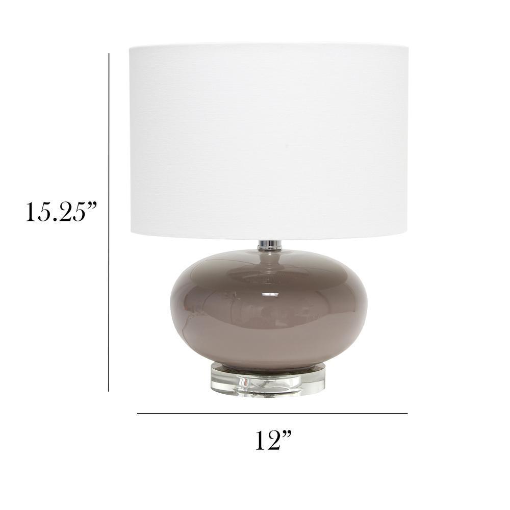 Modern Ceramic Table Lamp with White Fabric Shade - Grey